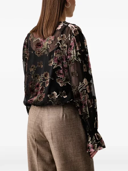 Bluză Luisa Spagnoli cu model floral plic negru