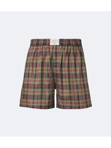 Pantaloni scurți Acne Studios în carouri verde