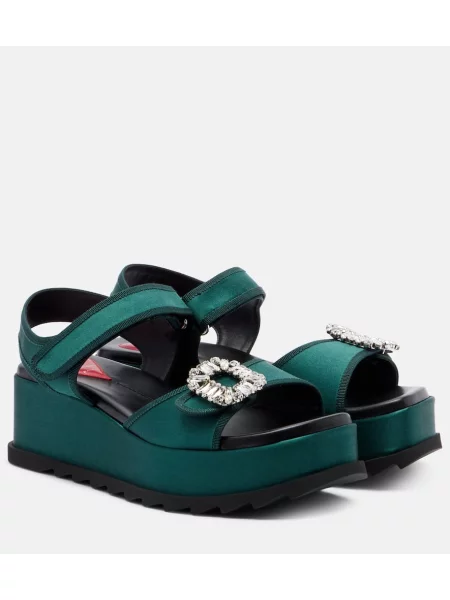 Sandale Roger Vivier din piele cu platformă verde