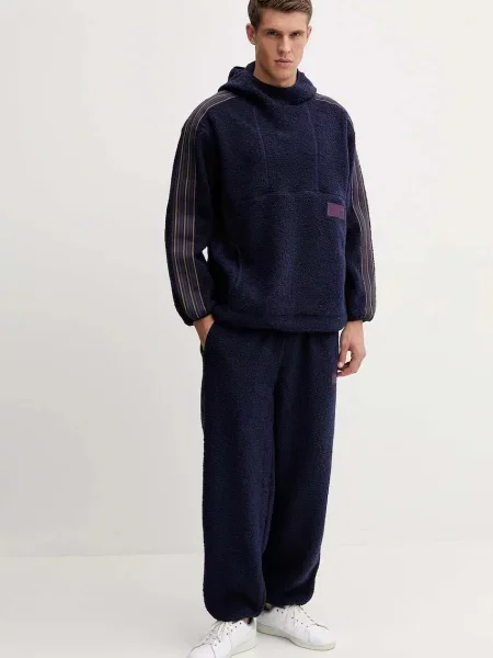 Флисовый свитер Ea7 Emporio Armani с капюшоном с аппликацией синий