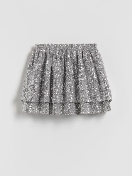Юбка-шорты Reserved с пайетками серебряная