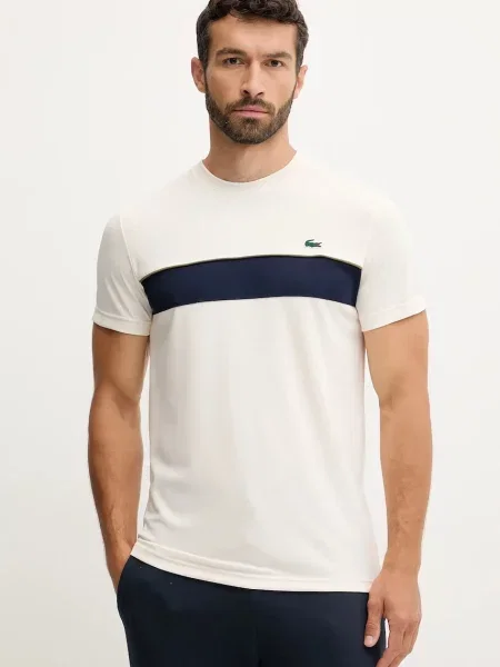 Тениска Lacoste с десен бежово