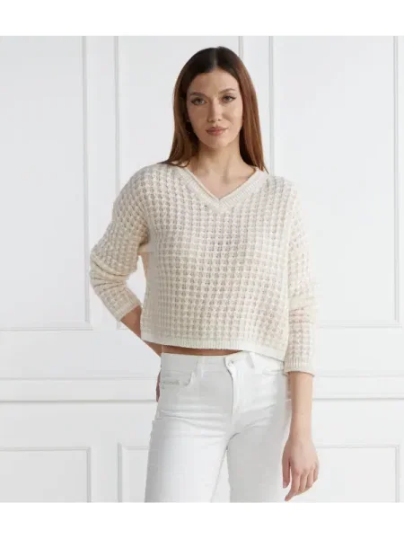 Marc Cain Pulover cu adaos de lână bej