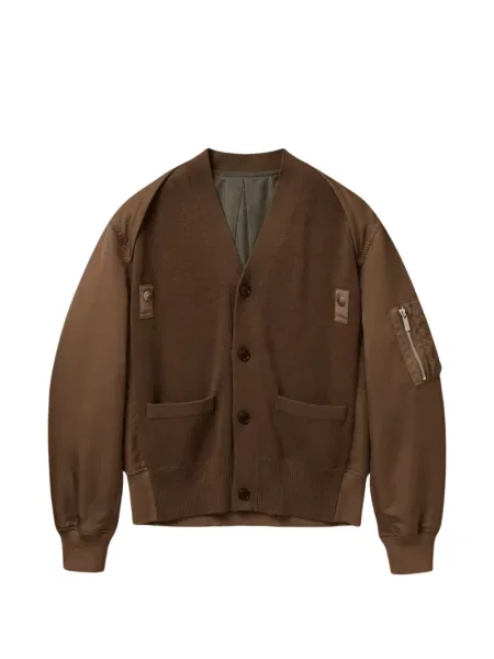 Cardigan Sacai cu decolteu în V maro