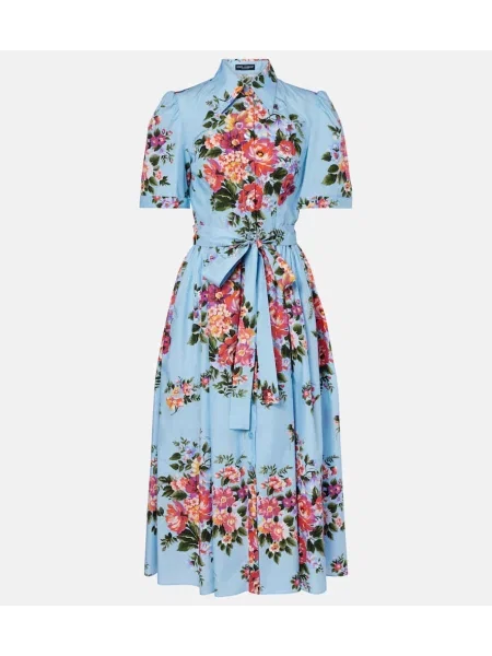 Rochie tip cămașă Dolce&gabbana cu model floral din poplin de costum albastru