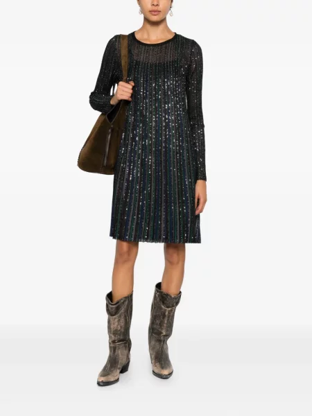Rochie Missoni cu dungi de costum negru