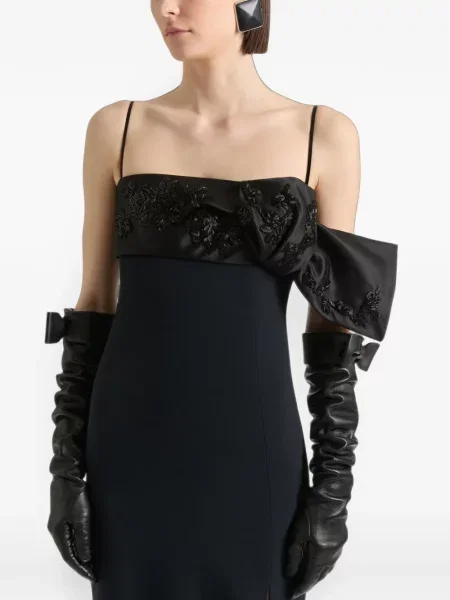 Lung mănuși Givenchy cu funde din piele negru