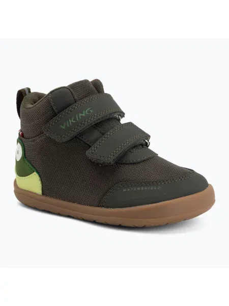 Gyermek barefoot cipők Viking Footwear Alv Barefoot Mid 2V vízálló fenyő. Méret: 22 EU zöld