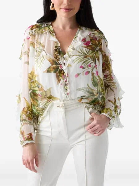 Bluză Guess cu model floral cu imagine alb