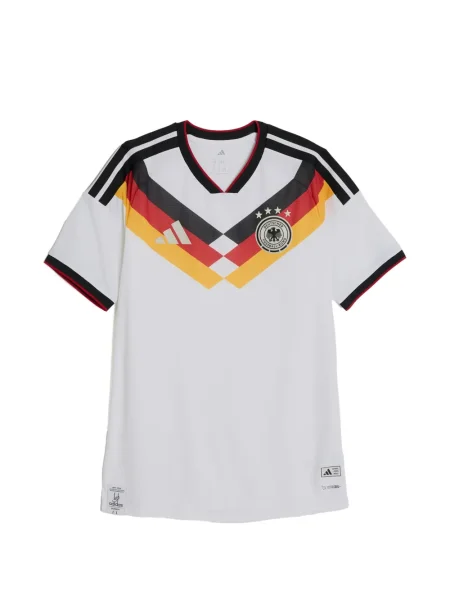 Pruhované tričko Adidas s výstřihem do v bílé