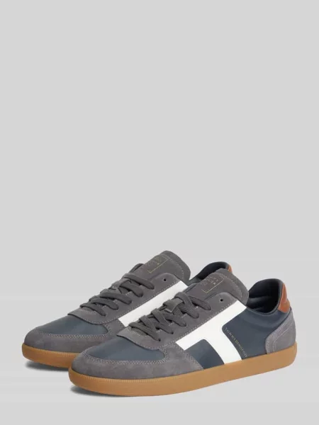 Sneakersy z naturalnej skóry z napisem z logo Tommy Hilfiger granatowe