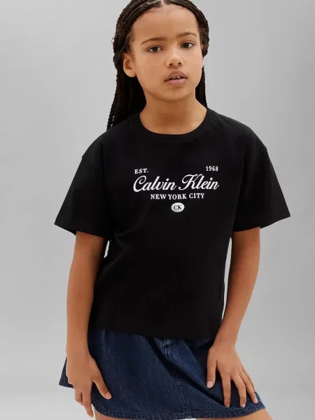 Calvin Klein Jeans majica za djecu od pamuka crna