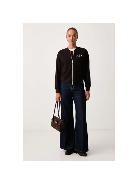 Bluza z kapturem Armani Exchange brązowa