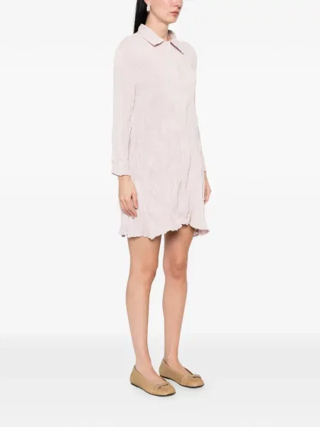 Mini rochie tip cămașă Gongdid Design plisată de costum roz
