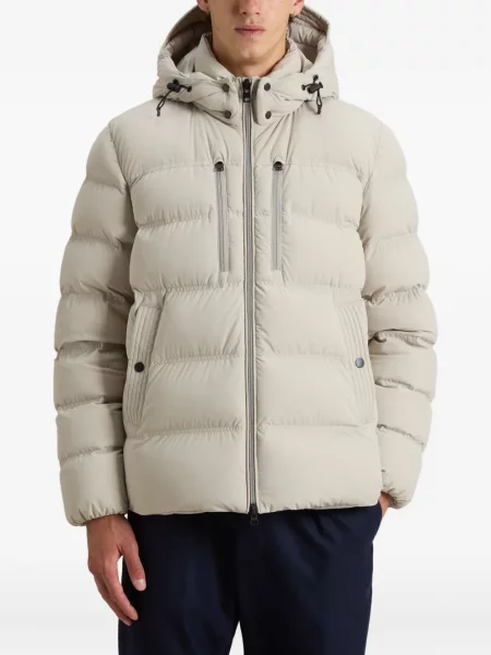 Geacă cu puf Woolrich cu glugă stretch gri