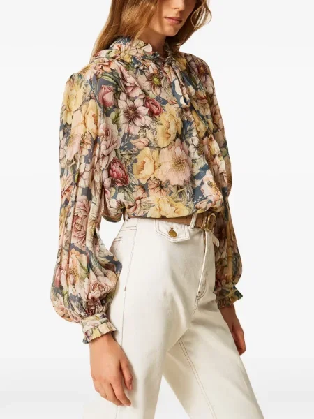 Cămașă Twinset cu model floral albastru