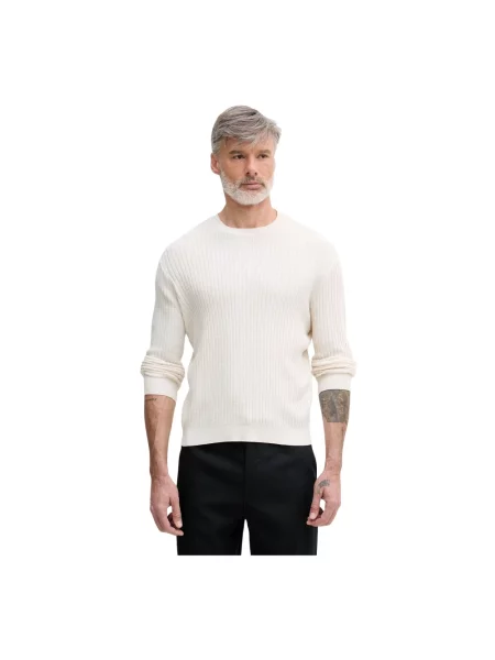 Sweter o kroju slim fit w dzianinowym wyglądzie Armani Exchange beżowy