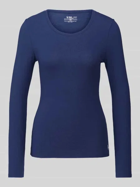 Bluzka z długim rękawem o kroju slim fit z mieszanki bawełny Polo Ralph Lauren granatowa