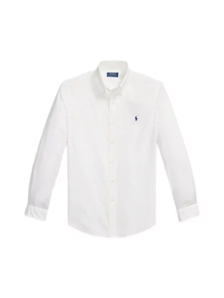 Polo Ralph Lauren Koszule Mężczyzna S Koszula z Kołnierzykiem Zapinanym na biały