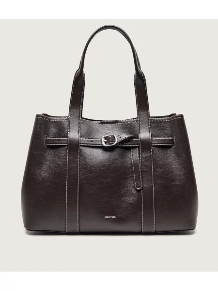 Csatos business shopper táska Calvin Klein barna