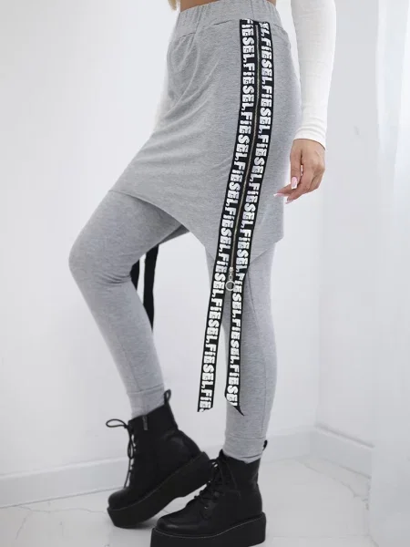Pantaloni Kesi cu inscripții gri