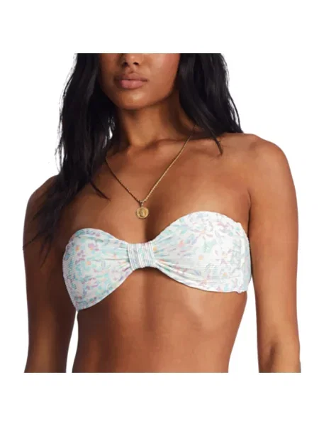 Góra od stroju kąpielowego Billabong Sweet Oasis Tanlines Bandeau biały