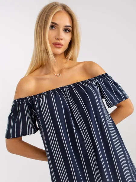 Rochie Fashionhunters cu dungi de costum albastru