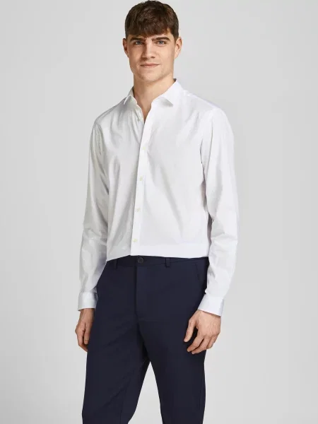 JACK & JONES Košeľa Cardiff šedobiela biela