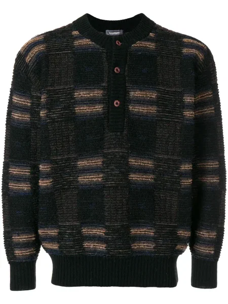 Kostkovaný svetr Issey Miyake Pre-owned černý