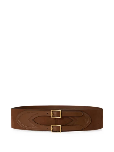 Cu centură curea Lauren Ralph Lauren din piele de căprioară cu cataramă maro