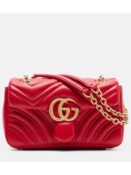 Geanta de piele Gucci GG Marmont din piele mini roșu