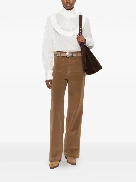 Pantaloni Maison Hotel de catifea cord maro