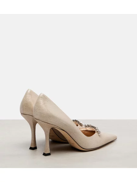 Pantofi cu toc Jimmy Choo din piele auriu