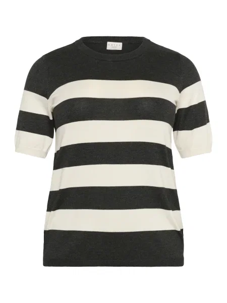 KAFFE CURVE Sveter KCLizzy antracitová biela