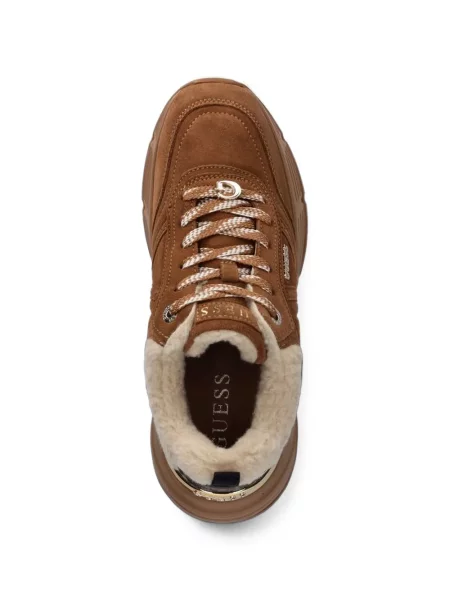 Sneakerși Guess din piele de căprioară maro