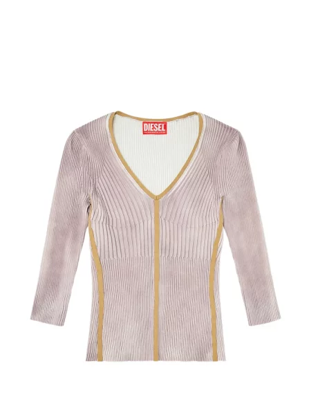 Pulover Diesel cu decolteu în V roz