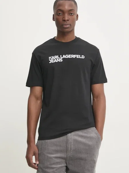 Karl Lagerfeld Jeans t-shirt Ανδρικός μαύρο