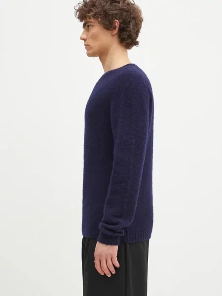 Вовняний светр Norse Projects Birnir Brushed Lambswool теплий синій