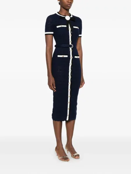 Rochie midi Self-portrait cu funde albastru
