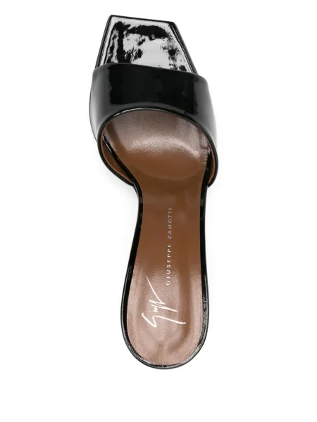 Papuci tip mules Giuseppe Zanotti cu vârf pătrat negru