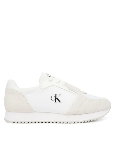 Calvin Klein Jeans Sneakersy Runner Laceup Sock Mg Mix biela