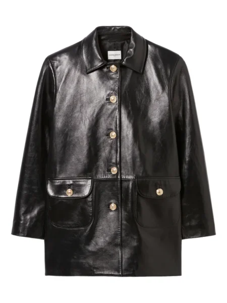 Długa kurtka skórzana Claudie Pierlot czarna