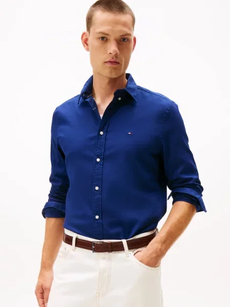 Tommy Hilfiger koszula casual Mężczyźni Slim Fit jednolity M niebieski