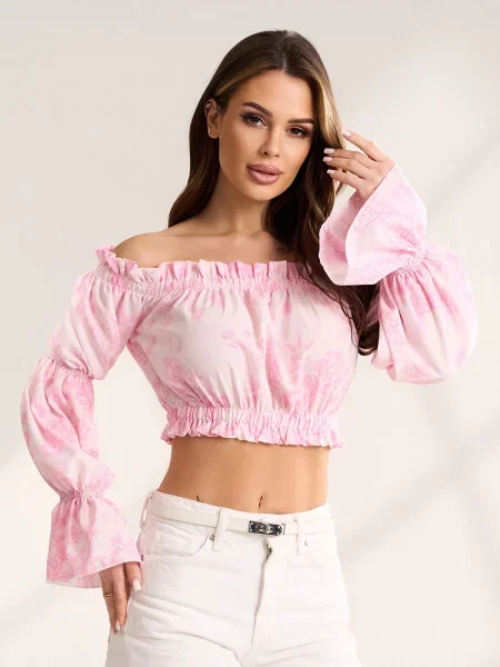 Топ ISSA Plus білий/рожевий комбінований верх білий