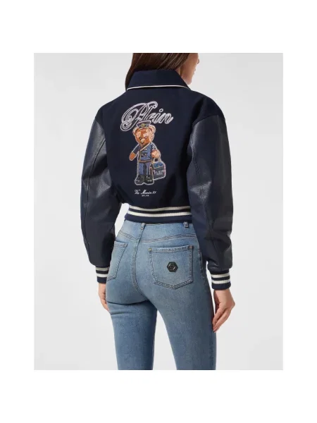 Kurtka bomber Philipp Plein typu teddy niebieski