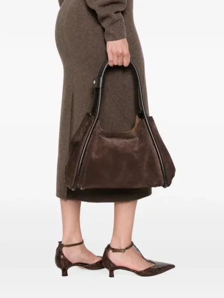 Geantă shopper Max Mara din piele de căprioară maro