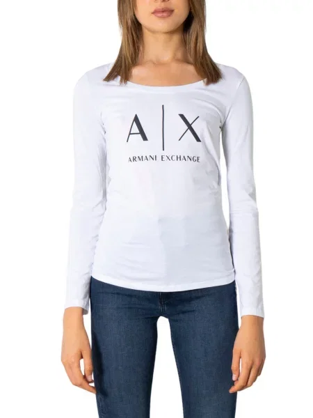 Top Armani Exchange z długim rękawem z nadrukiem czarny