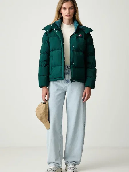 Tommy Jeans péřová bunda zelená