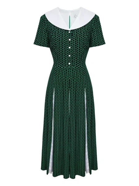 Rochie midi Post Meridiem până la genunchi de costum verde