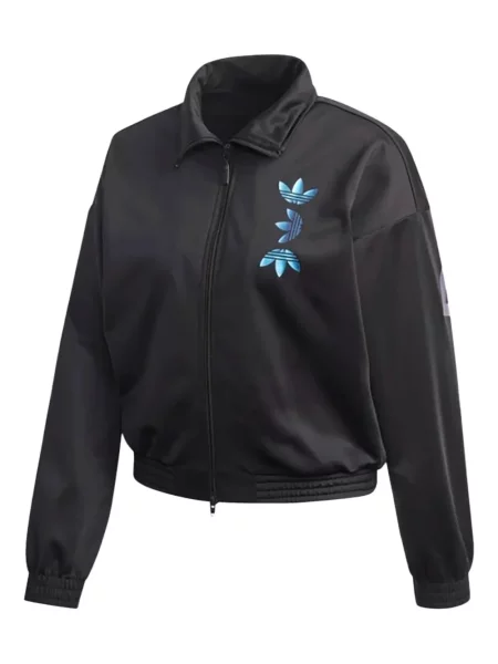 Велурен боди Adidas с принт на цветя розово